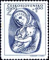 (1948-032) Марка Чехословакия "Мать и ребенок" ,  III O
